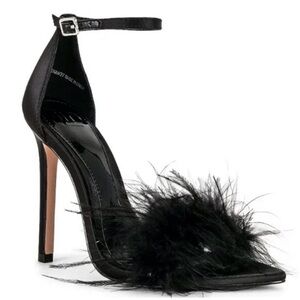Jennifer Lopez Black Feathered Heels